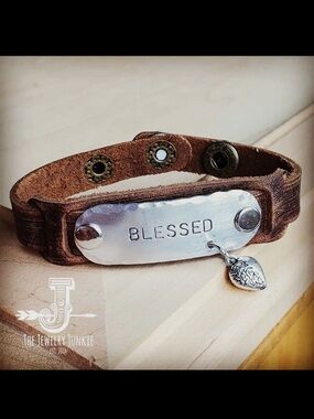 The Jewelry Junkie "Blessed" Brown Leather Bracelet